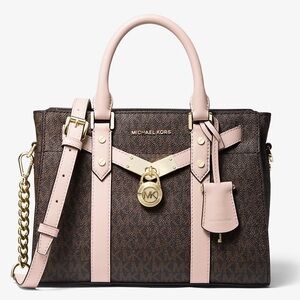 Michael Michael Kors Nouveau Hamilton Small Logo and Leather Satchel